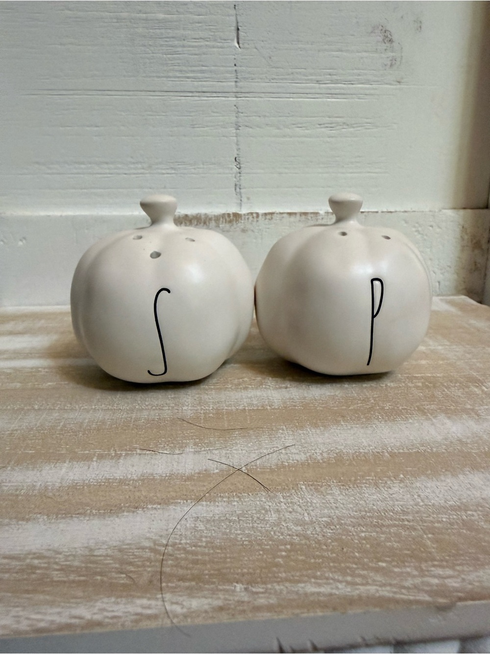 Rae Dunn Cream Ceramic Pumpkin Salt and Pepper Shakers